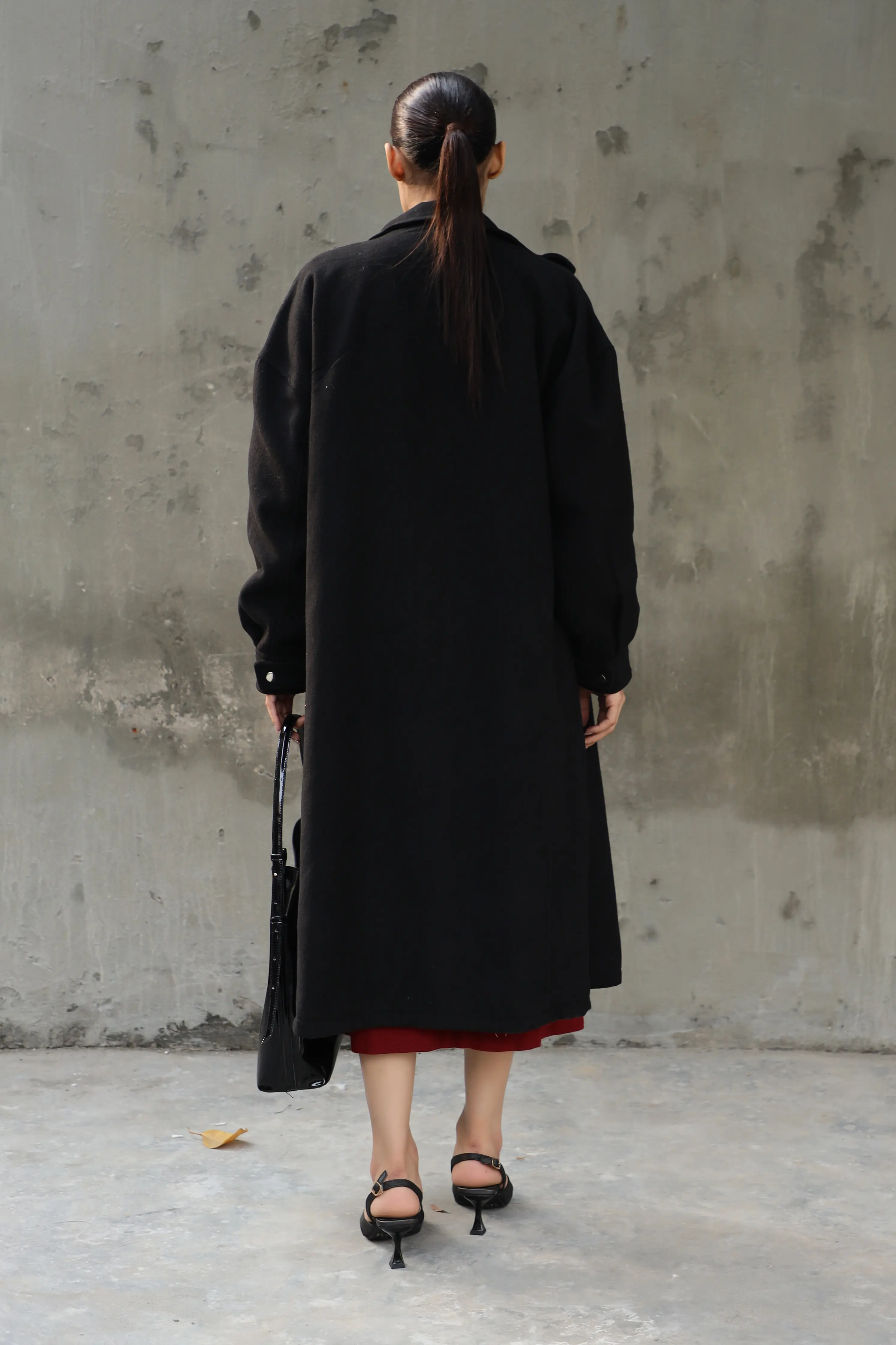 Cavallo woollen Long Coat Black - Image 3