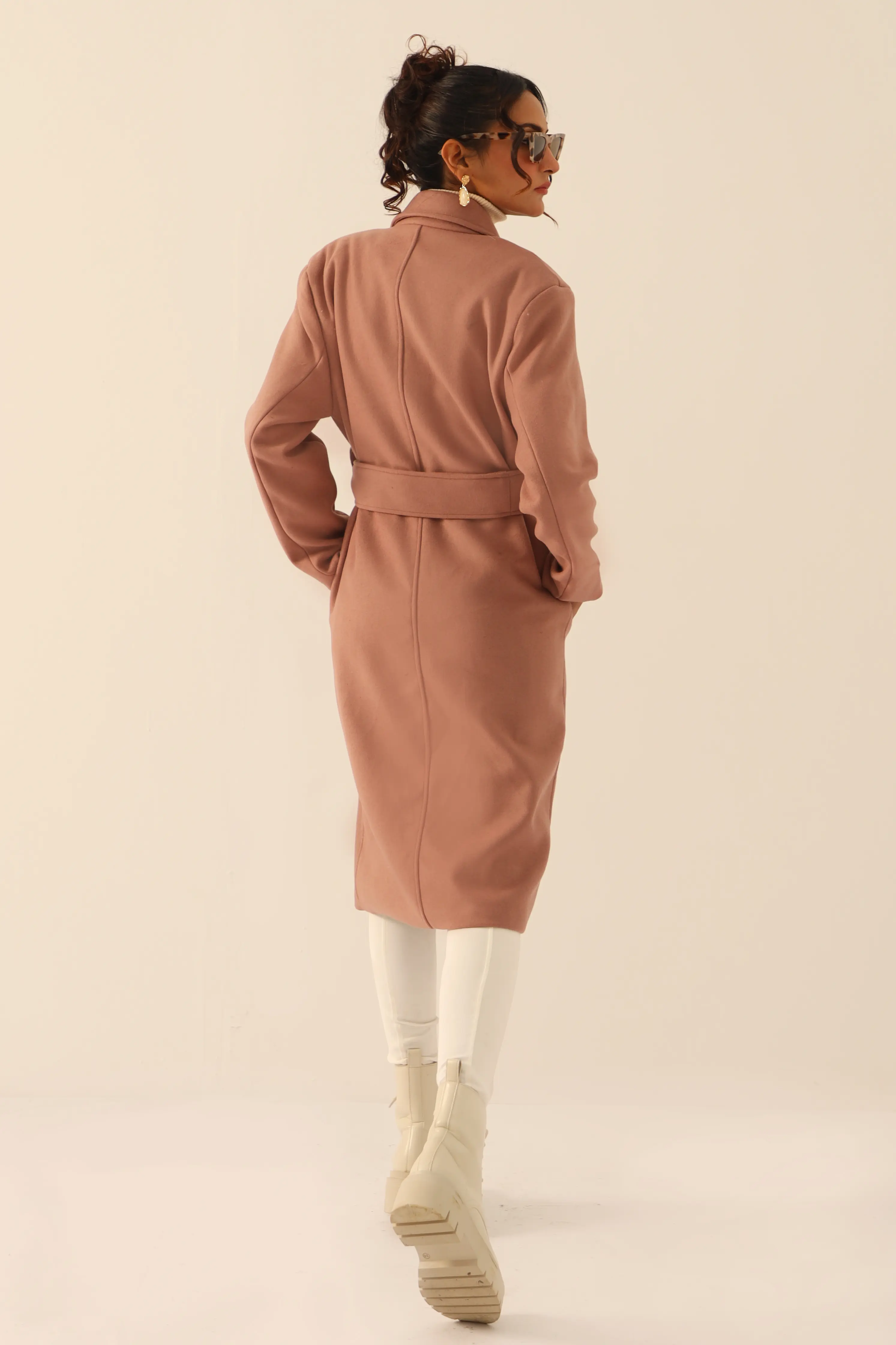Julia Belted Long Coat Light Mauve - Image 3