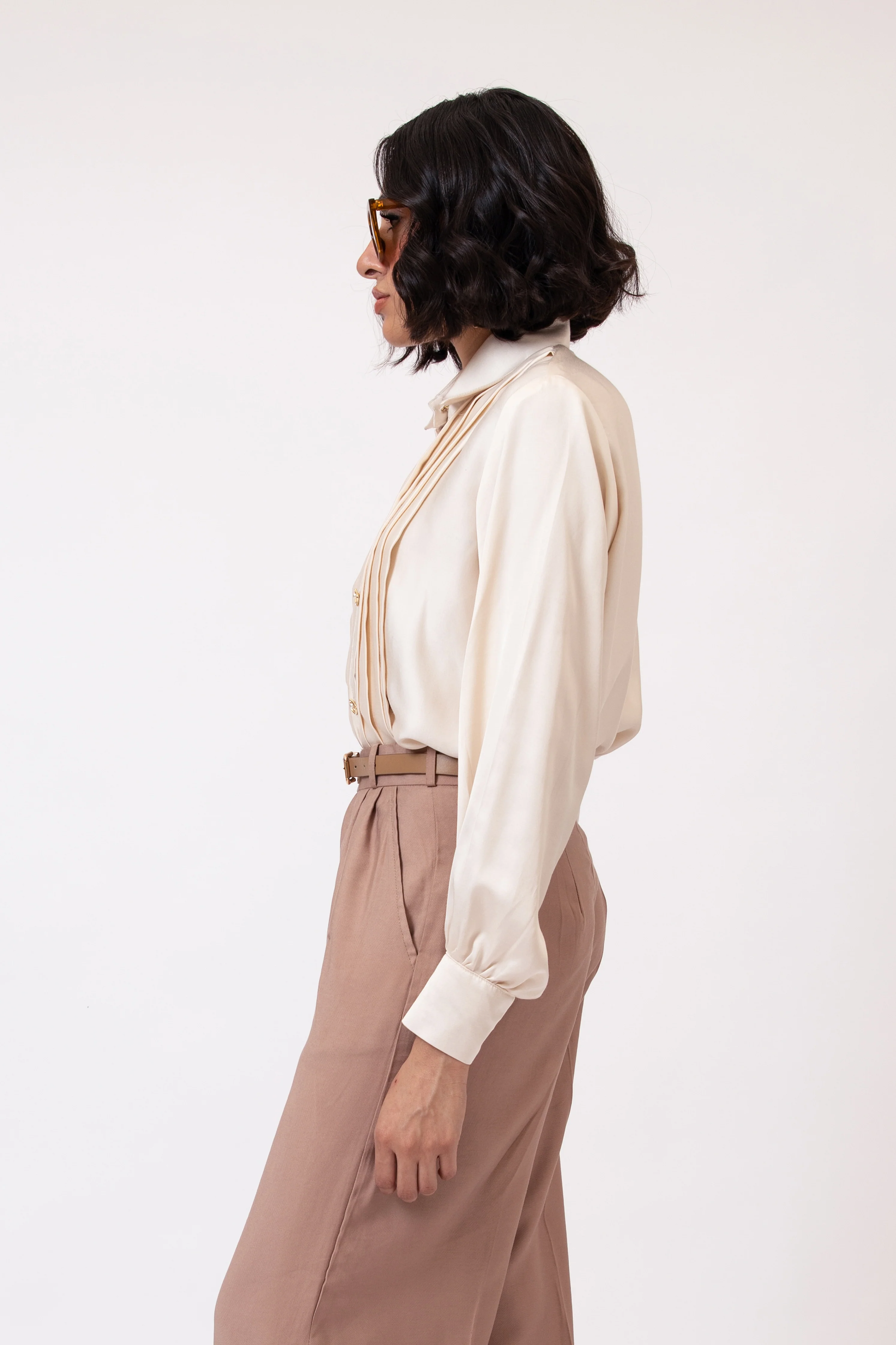 Plissé Button Up  Shirt Off White - Image 2