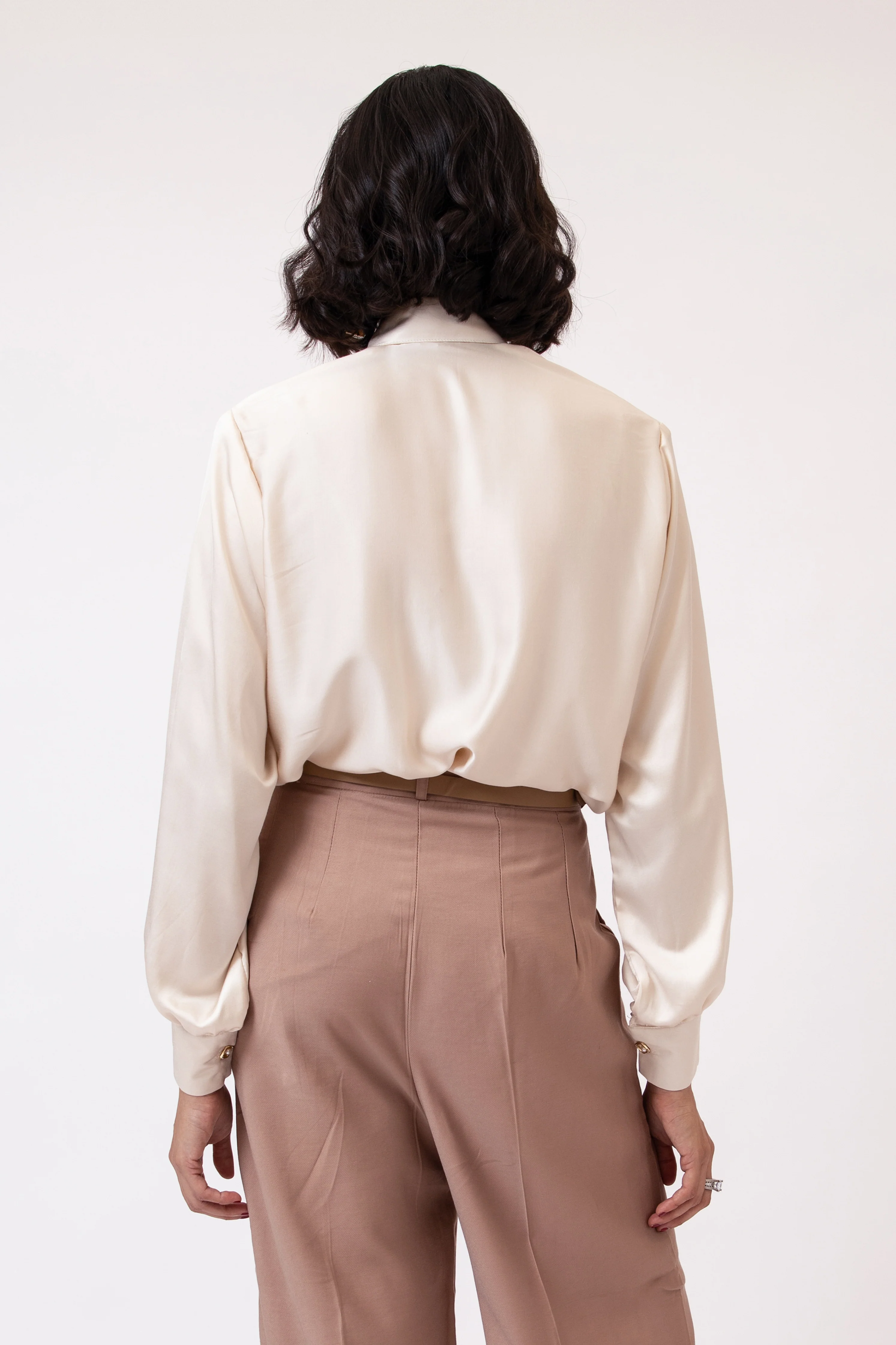 Plissé Button Up  Shirt Off White - Image 3