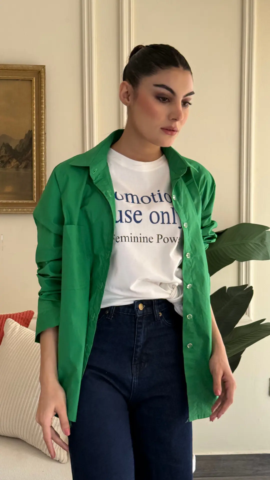 Rihana Button Down Shirt Green - Image 3