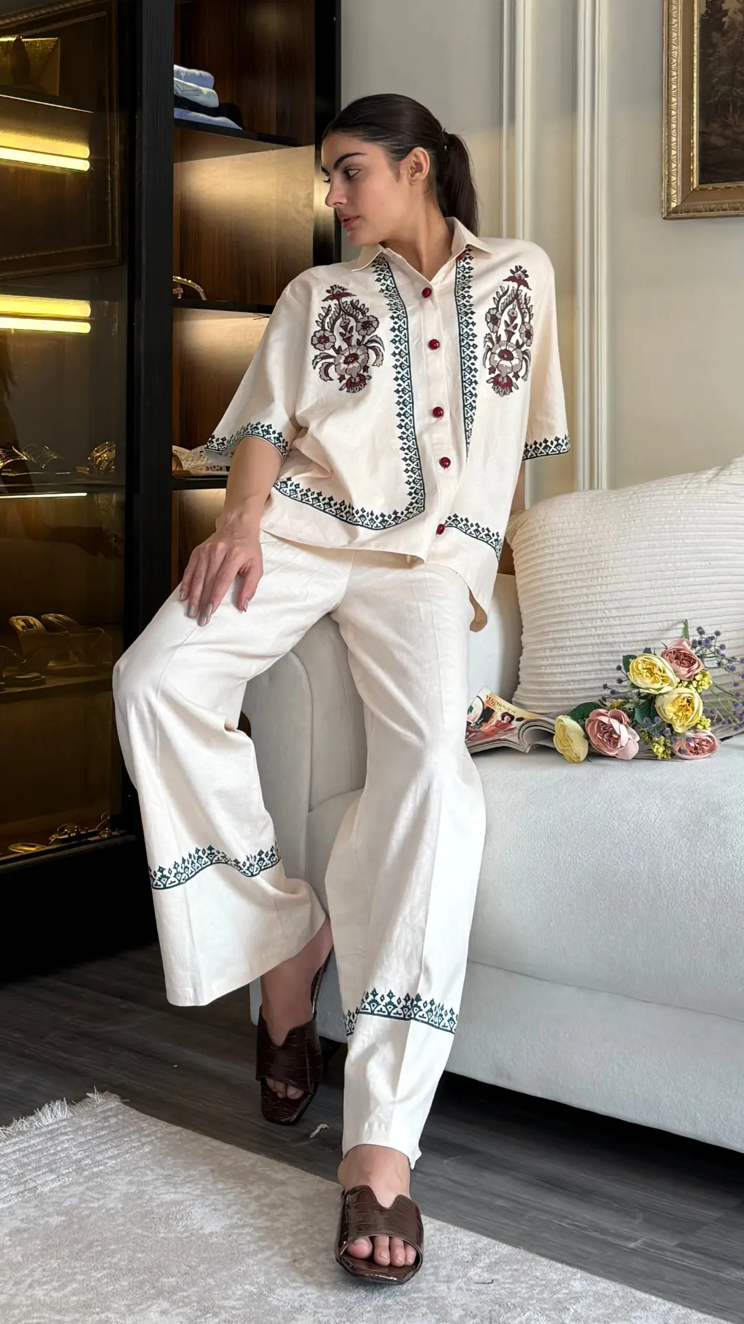 cascade Block Printed Set Cream - Image 4