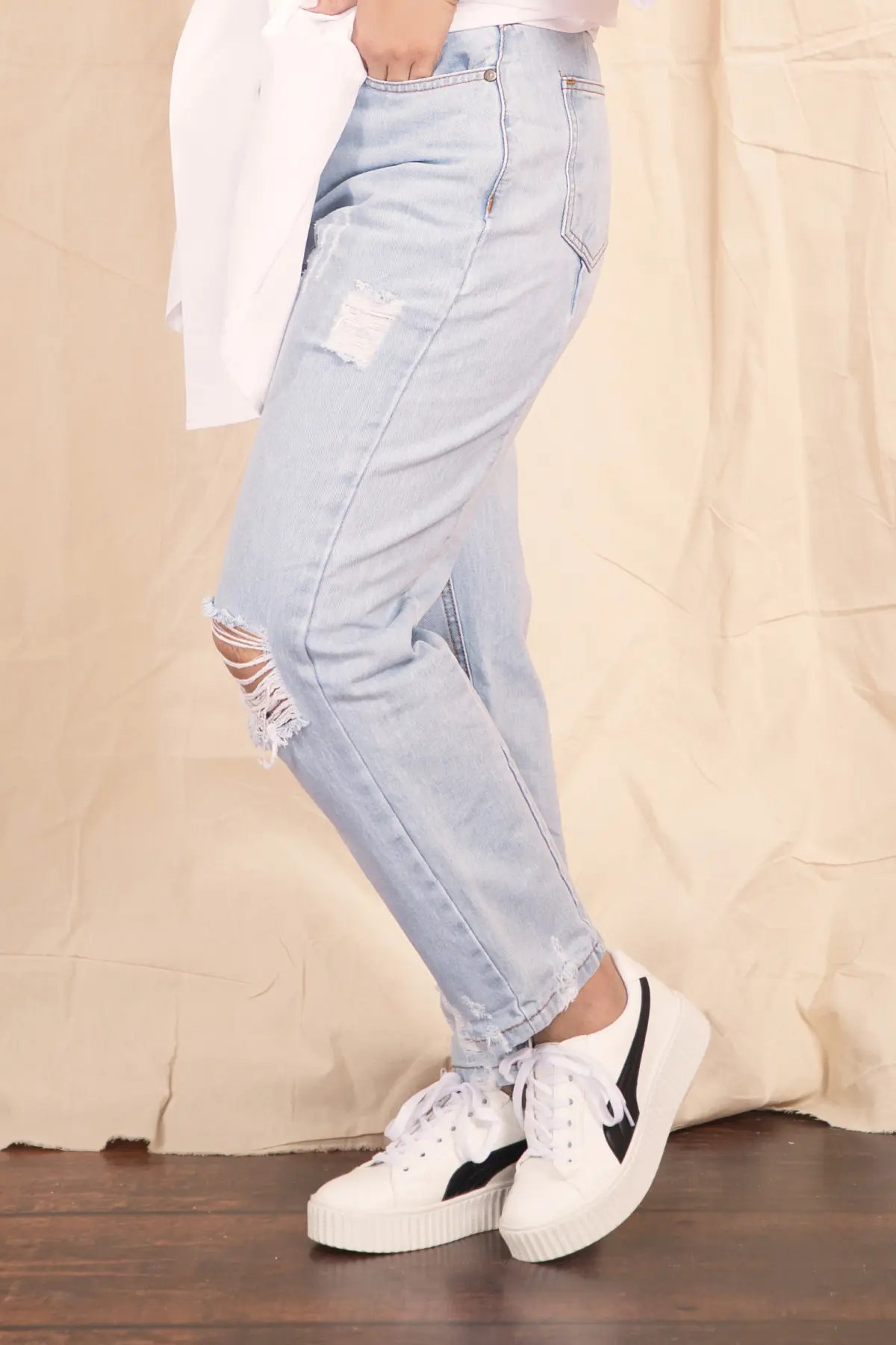Sassy Ripped Wayfarer High Waisted Light Blue - Image 3