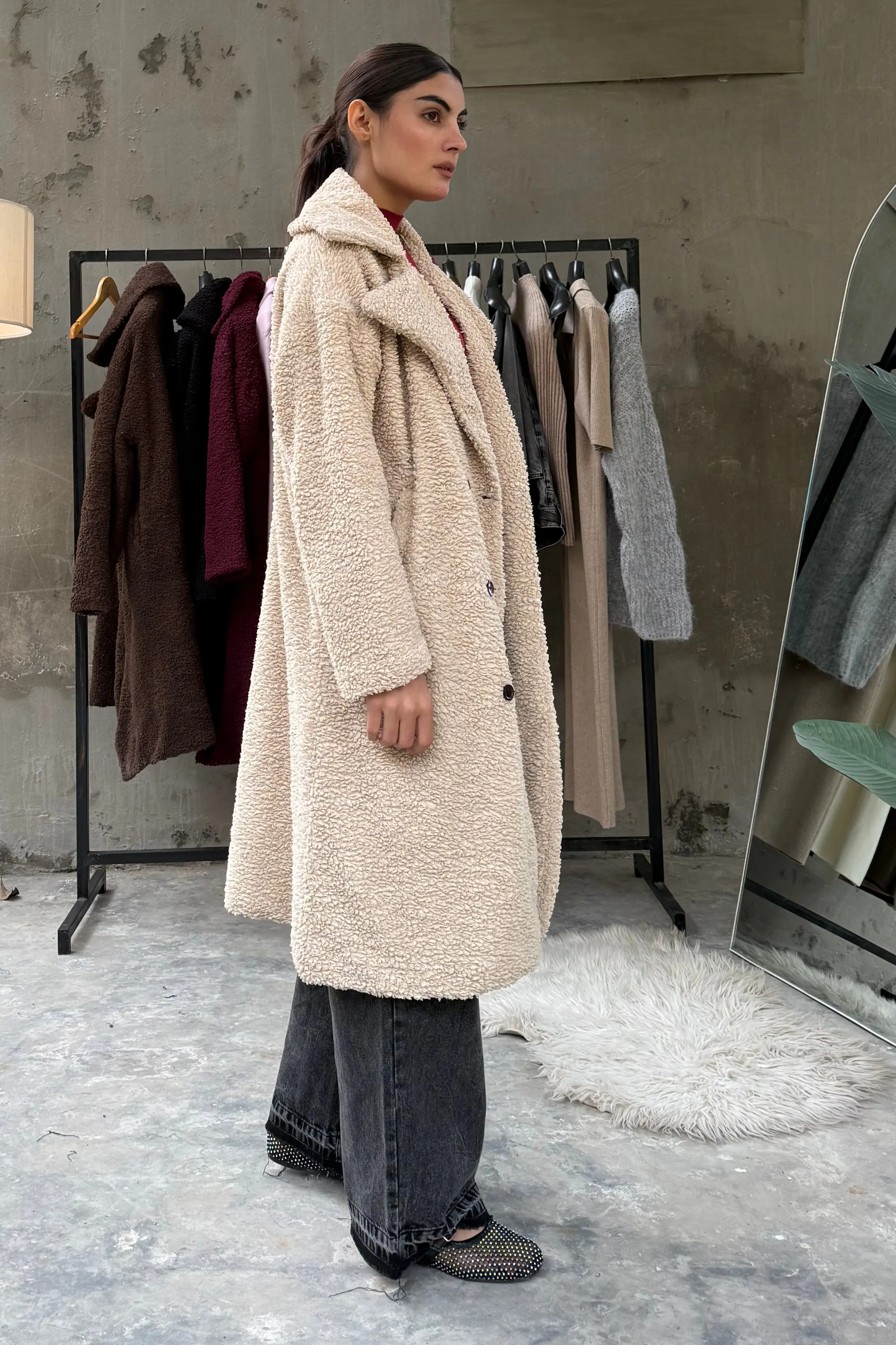 Vienna Teddy Coat Beige - Image 3
