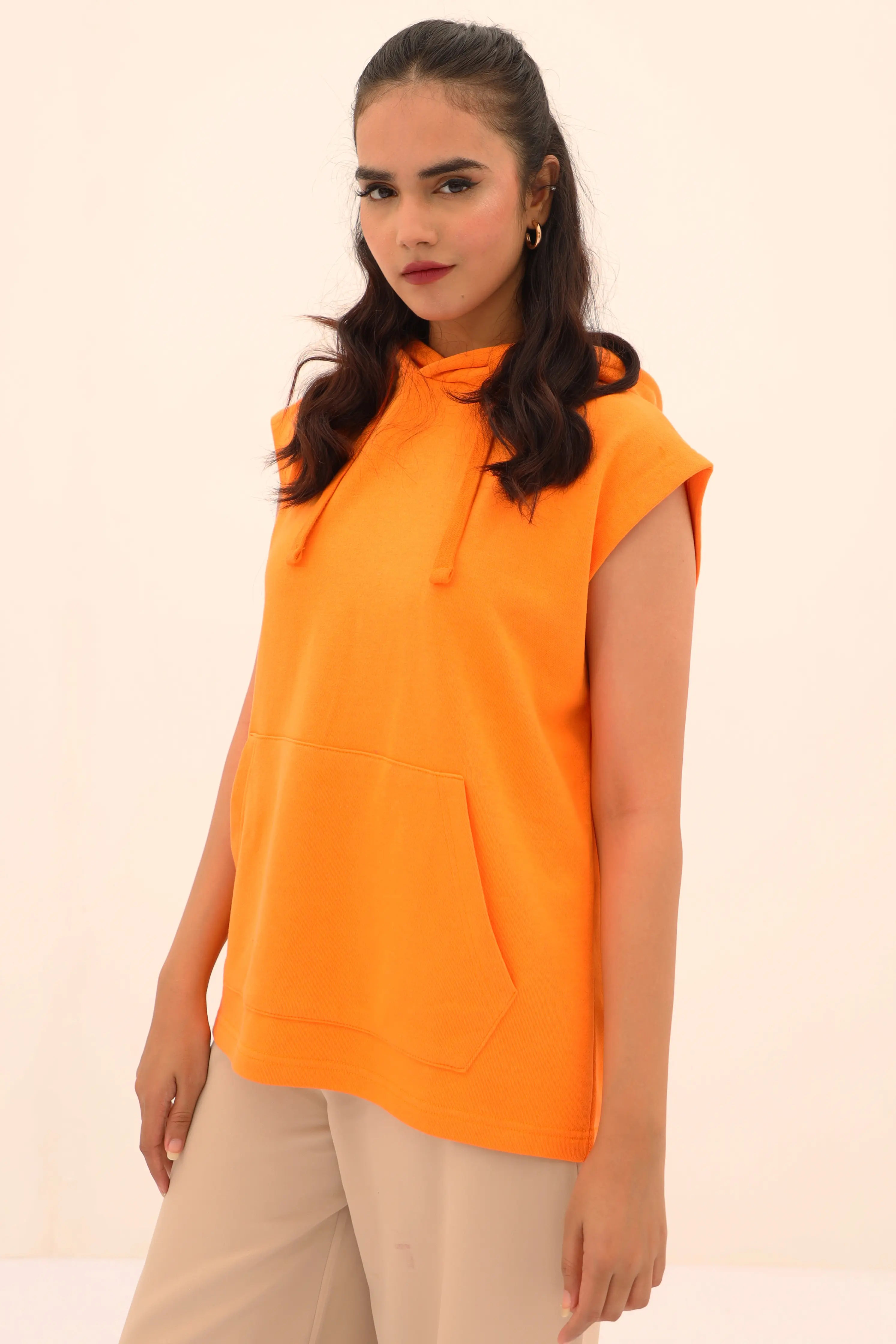 Vogue Vest Hoodie Orange - Image 3