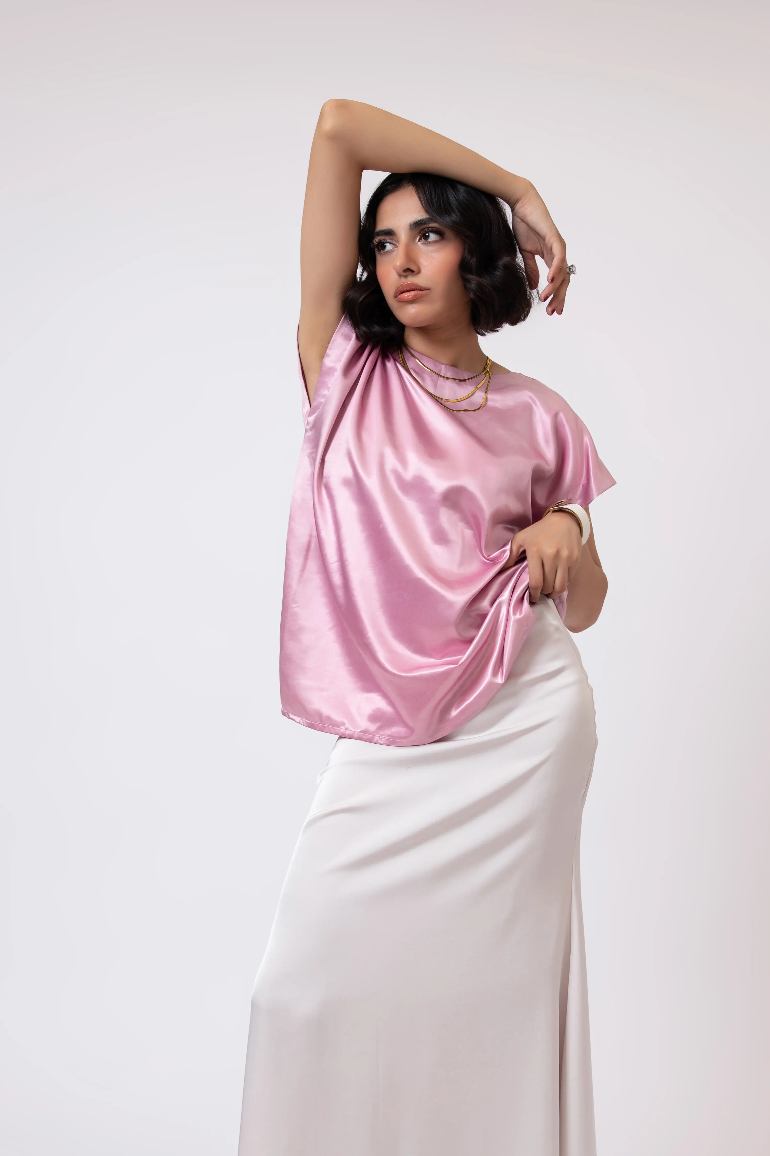 Zinnia Satin Blouse Pink - Image 3